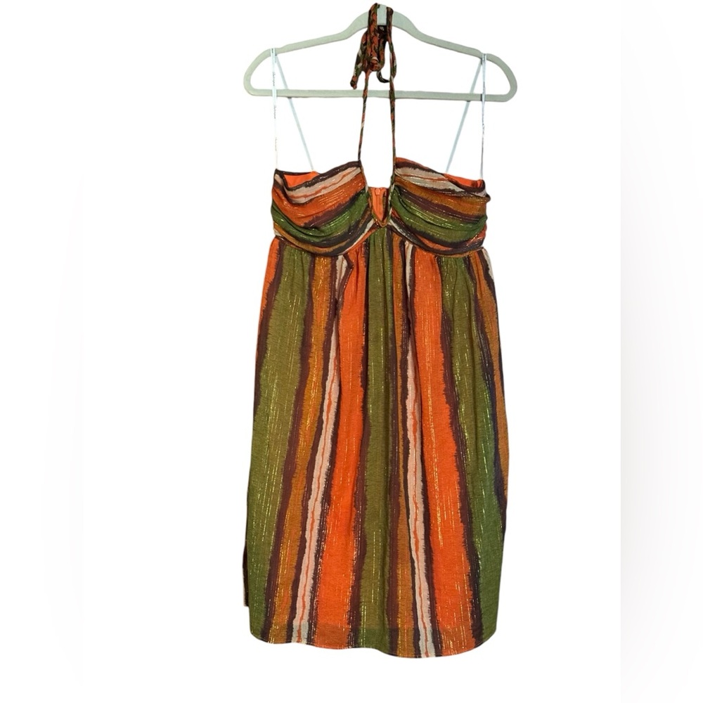 Intrigue Halter Top Retro Glitter Dress With Braided Tie Sz 10